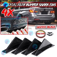 (flightcar)Auto  Black Car Rear Bumper Lip Diffuser Shark Fins Splitter Universal
