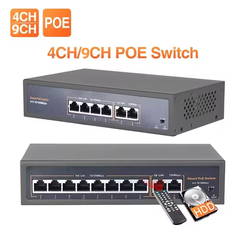 Techage 4CH 9CH 16CH 52V Network POE Switch for Ethernet IP Camera 10/100Mbps IEEE 802.3 af/at Wirel