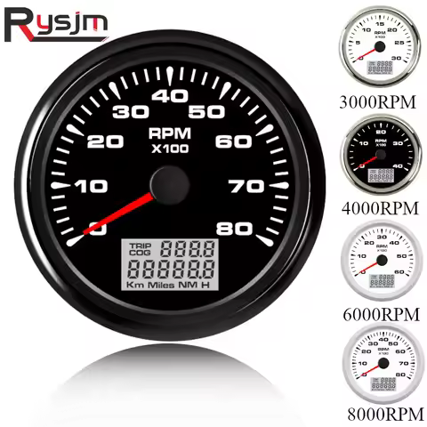 85mm Tachometer Gauge 6000,8000RPM M16 M18 Tacho Sensor Lcd Rev Counters with Trip Hour Meter Speed 