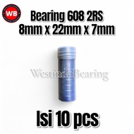 Bearing 608 2RS Contents 10pcs Lahar Bearing Fan Laker 608RS 6082RS 8x22x7mm