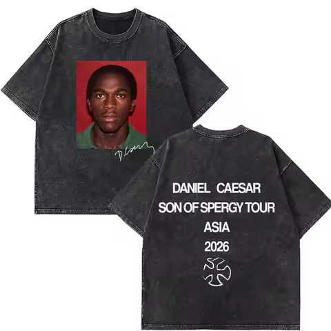 Daniel Caesar Son of Spergy Tour 2026 Graphic Vintage Washed T Shirt Men Women Hip Hop Cotton Loose