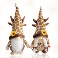 2PCS Hiasan Plush Gnome Zirafah, Hiasan Gnome Gaya Rumah Ladang untuk Rumah, Hiasan Bunga Matahari G