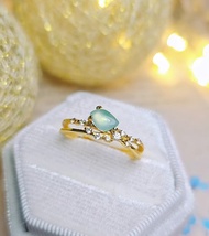 財水|放光木那綠隨形|緬甸A貨翡翠純銀日系交叉戒指