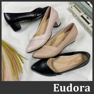 [Eudora] OL Work Shoes Interview Wedge-Shaped Bag Heel Black Low Wedge Soft Sole