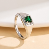 TT Emerald square diamond domineering men open ring adjustable emerald square diamond moissanite rin
