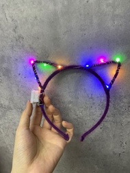 貓耳發光頭箍 紫色貓耳 聖誕頭飾 Christmas Party Cosplay 萬聖節 helloween 面具  #hotsales