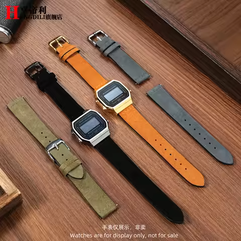 Suede Leather Quick Release Strap For Casio A159W-N1 A158WA A168 F91W Retro Square Watch 18mm Vintag