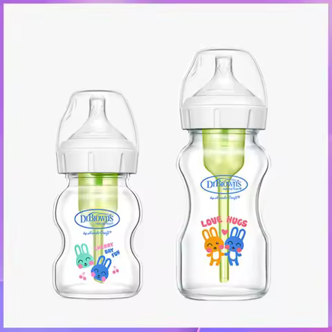 Dr. Brown's Newborn baby glass bottle, wide caliber, anti-flatulence, gas-liquid separation
