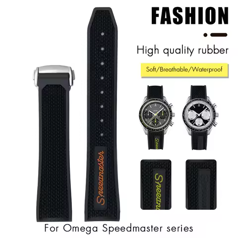 18mm 19mm 20mm 21mm Rubber Silicone Watchband for Omega Sxwatch Moon Watch Speedmaster Seamaster 300