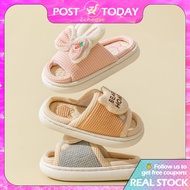 READY STOCK Linen Kids Slipper Selipar Budak Four Seasons Girls Slipper Silent Anti-skid Linen Indoo