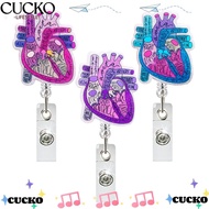 CUCKO Heart Badge Reel, Acrylic Heart ID Name Card Tag, Work Accessor Badge Reel Acrylic Nurse Badge