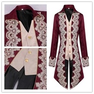 Steampunk Men Gothic Victorian Jacket Vintage Purple Veet Tailcoat Medieval Frock Coat Uniform