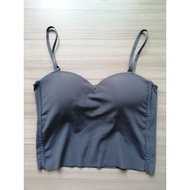 Bra Strapless Gray Half-Body Freesize Size Approximately A B​70 75​ 32-34​ Good Condition Medium Thi