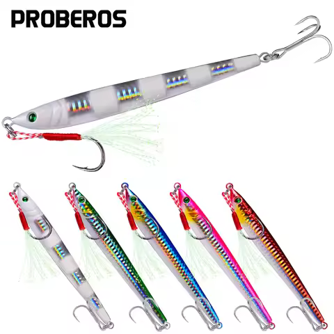 PROBEROS Sea Fishing Tackle 1pcs Metal Jig Fishing Lures 7g 10g 14g 17g 21g 28g 40g 60g Cast Hook 3D