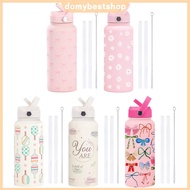 1L Travel Tumbler with Flip Straw and Handle Pink Bow Sports Bottle Wide Mouth Stainless Steel for T