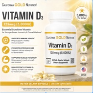 California Gold Nutrition Vitamin D3 125mcg (5,000 IU), 90 Fish Gelatin Softgels m3w0b94b0t