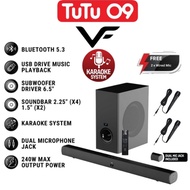 Vinnfier VF Hyperbar 600 BTRW 240W Soundbar with 6.5" Wireless SubWoofer Karaoke Bluetooth TV Speake