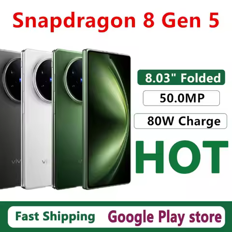 Original Vivo X Fold 5 Mobile Phone 80W Charge 6000mAh Battery 50.0MP Camera Snapdragon 8 Gen 3 OTA 