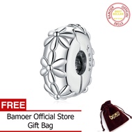 BAMOER จี้เงินแท้925ลายดอกไม้แบบหนีบสำหรับผู้หญิงกำไลสร้อยคอเครื่องประดับ DIY SCC1795