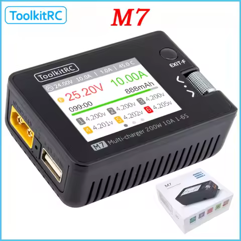 ToolkitRC M7 200W 10A Lipo Battery Charger Discharger for 1-6S RC Airplanes Fixed-Wing Lithium Batte