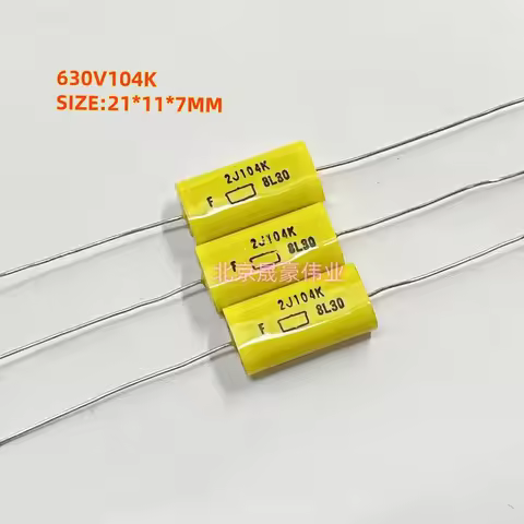 5pcs 630V104K 2J104K 100NF 0.1UF/630V Black Diamond Capacitor Through Center Axis Non Polarity Thin 