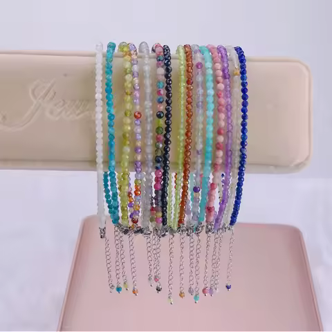 22+5cm Anklet For Women Stainless Steel Jewelry Bead Foot Chain 3mm Natural Stone Tourmaline Free Sh