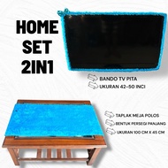 2in1 Plain Square Tablecloth and Ribbon Tv Headband Size 42-50 Inch