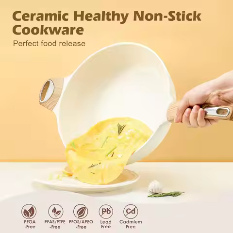 Ceramic Nonstick Frying Pan Skillet with Lid, 12 Inch Large Deep Frying Pan, 5 Qt Saute Pan, Inducti