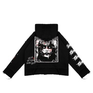 GRDT Sadness Hoodie Unfinised Oversize Crop Black -🎀Banyak stock-