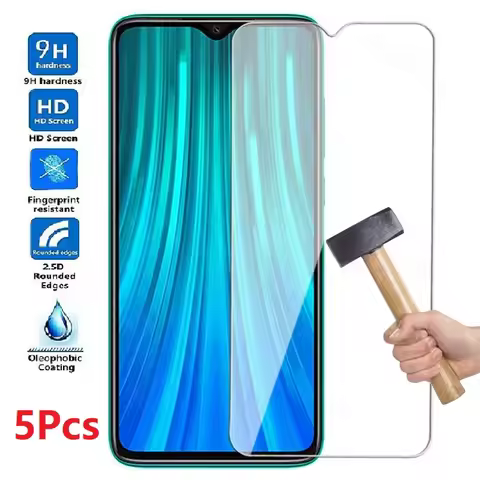 5Pcs 9H Tempered Glass For Xiaomi Redmi 8 8A 9 9A 9C 10A 10C Screen Protector Note 8 9 10 Pro Max 8T