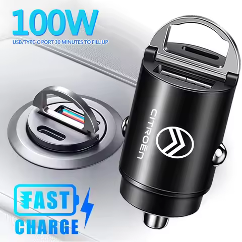 100W QC3.0 PD Mini Car Charger Fast Charging Car USB Type C Charger For Citroen C6 C4 C3 2CV VTS DS3