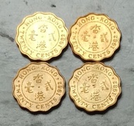 香港1982年2毫硬幣共4枚極美品EF（實物如圖，有原光）