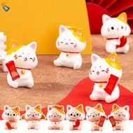 1Pc Lucky Cat Car Resin Dashboard Ornament Mini Zhaocai Cat Doll Desktop DIY Home Decorations Auto Interior Accessories