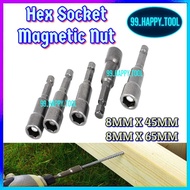 8mm Hexagon Magnetic Nut Socket 1/4'' Hex Shank 45mm/65mm Socket Magnetic Nut Driver