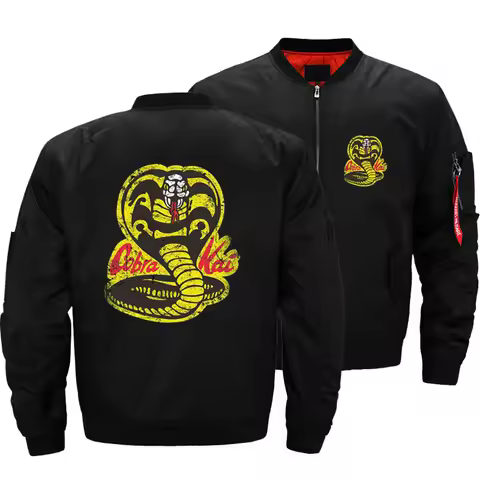 Men's Bomber Jackets Cobra Kai Windbreaker Jacket No Mercy Ma-1 Air Pilot Flight Military Motorcycle