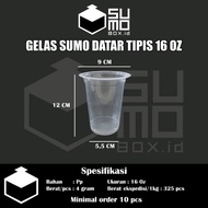 gelas plastik tipis sumobox bening 10oz 12oz 14oz 16oz murah [eceran] - 16 oz tipis sumo