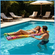 Inflatable Pool Floats Ergonomic Anti Tip Inflating Bed 69.7x24.4 Inches Blow Up Swimming Pool Raft 