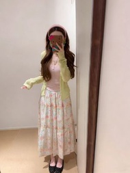 實拍 2026春夏鬆緊腰垂感碎花拼接a字半截裙大擺傘裙-碎花半身裙 S