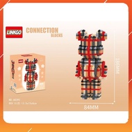 Lego bearbrick 19cm Red Blue Plaid, 3D bearbrick Assembly Model, Puzzle Toy (Product With Box As Shown)