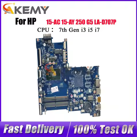 LA-D707P Laptop Motherboard For HP Pavilion 15-AY With i3 i5 i7 7th Gen CPU UMA 914598-601 914598-00
