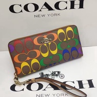 Coach New Long Wallet Women Color Logo Zipper Wrist Bag  C4537
