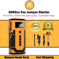 7star 6000cc Car Jumper Starter Air Compressor Kereta Jump Start Tire Air Pump Emergency Starter Pow
