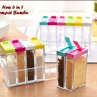 D673 HV New 6 in 1 Spice Jar (1 set contains 6 spice bottles, spice rack & 1 bottle holder)