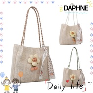DAPHNE Straw Woven Bags, Tote Bag Large Capacity Weave Bucket Bags, Fashion Casual Handbag Women Vacation Shoulder Bag