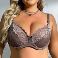 PARIFAIRY Plain Floral Lace Bra Plus Size for Woman Thin Bra with wire no Foam 38D 40D 42D 44D 46D 4