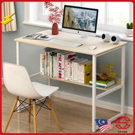 Cassa MAPSIM 7 Feet (215cm) Long Office Table Study Table Desk with Book Shelf 3 Tier Maple / White 