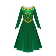Movie Shrek Fiona Princess Dress For Kids Girls Green Long Dresses Halloween Birthday Party Fiona Co