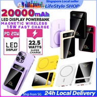 【SG SELLER】20000mAh Powerbank Fast Charging Powerbank Magnetic Wireless Charger PD 22.5W Charger for iPhone/Samsung