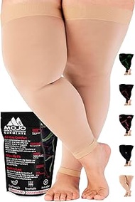 Mojo Compression Socks for Women & Men - 20-30mmHg Graduated Support Thigh-Hi Leg Sleeves with Grip 