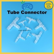 Tube Connector Plastic Type T connector size 3.5-16mm penyambung tube 软管接头